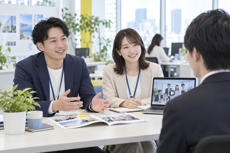 会社説明を受ける応募者の様子